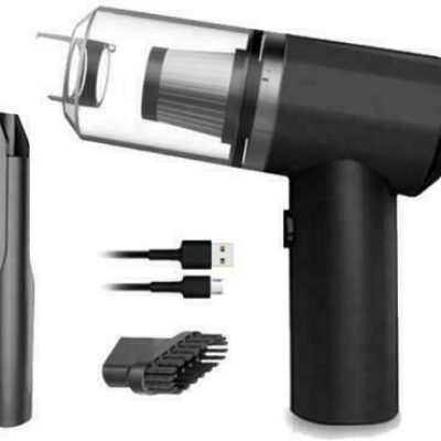 Σκουπάκι Αυτοκινήτου Στερεών με φωτισμο led και Ισχύ 42W Τάσης 7.4V Επαναφορτιζόμενο Μαύρο