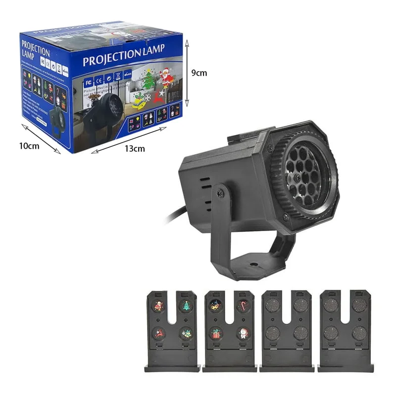 Προτζέκτορας με 4 κάρτες διάφορες χριστουγεννίατικες φιγούρες – LED Projection light lamp - Image 4