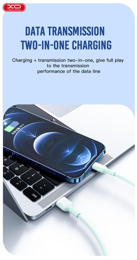 XO NB212 2.1A USB καλώδιο φόρτισης για Type-C ασπρο 1M - Image 4